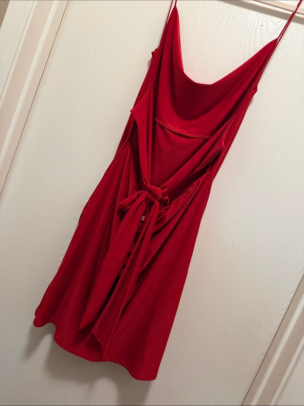 Fashion Nova Red Cowl Neck Spaghetti Strap backless Mini Dress